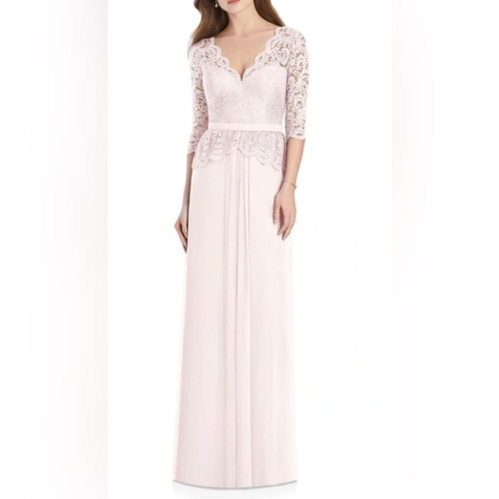 Jenny Packham Women's Pink Lux Lace & Chiffon Column Gown Dress Size 10-R